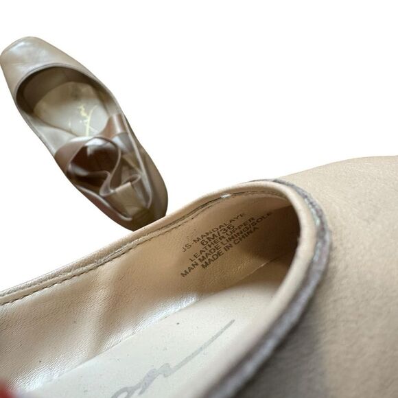 Jessica Simpson Mandalaye Elastic Criss-Cross Ankle Strap Leather Ballet Flats - Picture 7 of 10